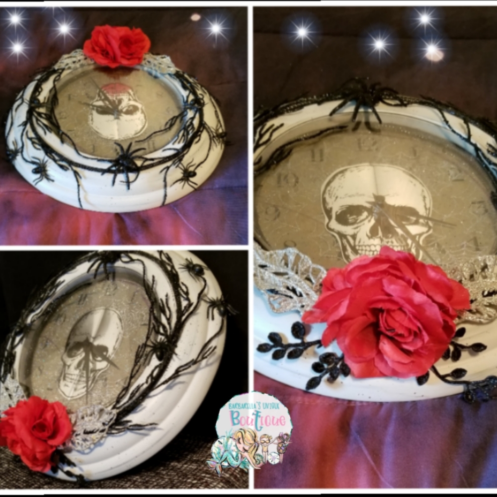 Skeleton & Rose Clock
